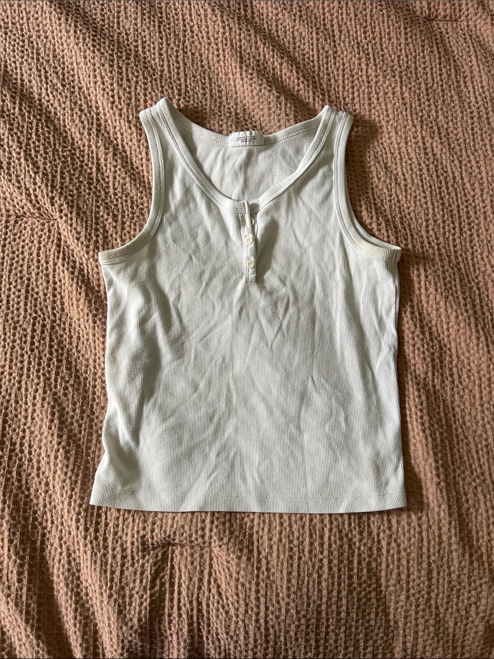 GAP Women's Ribbed Henley Tank - Off-White